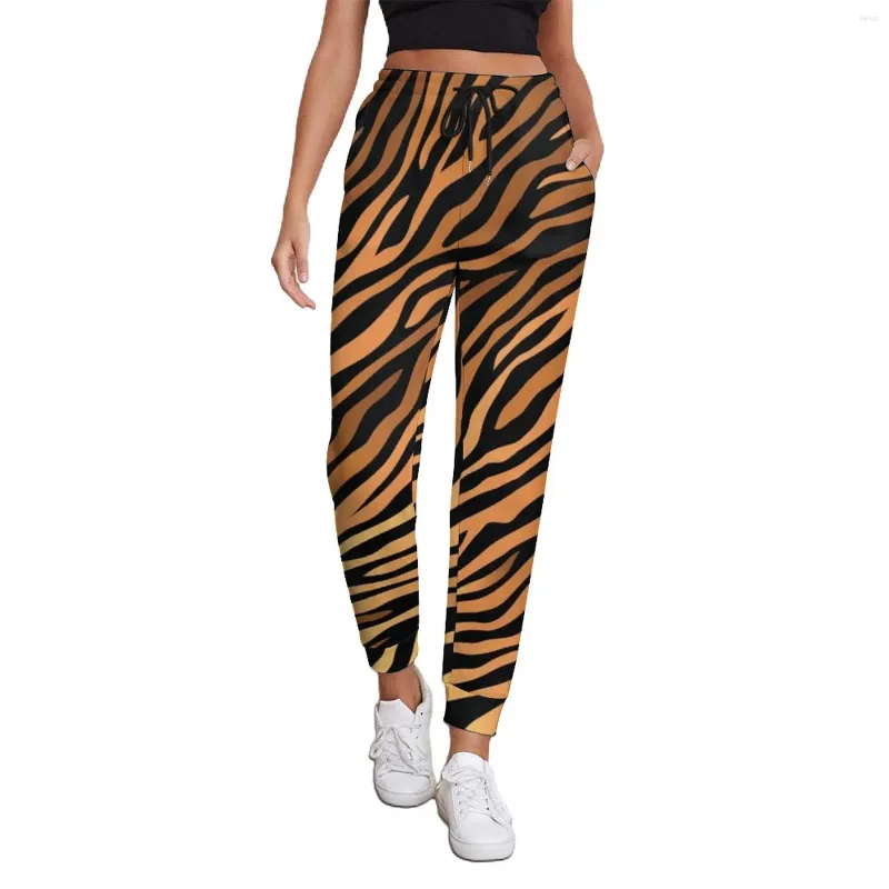 Женские штаны Tiger Print Jogger Spring Wild Animal Stripes Случайные спортивные штаны.