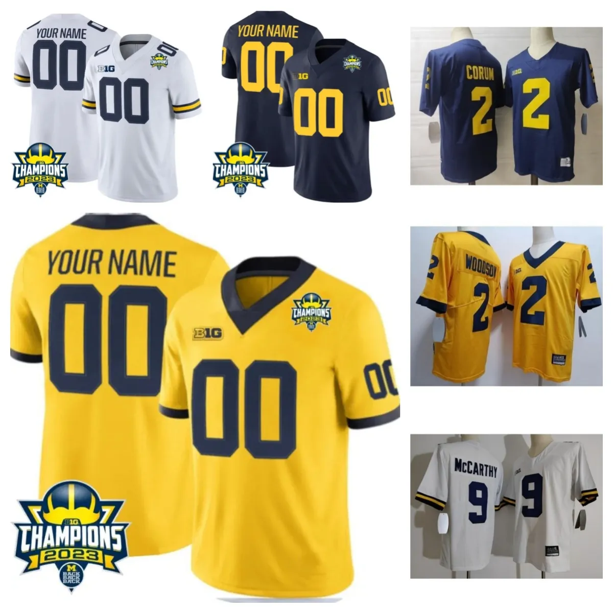 Maillot de football Michigan Wolverines 28 Benjamin Hall 73 LaDarius Henderson 90 Aymeric Koumba 5 Bell 23 CJ Stokes 5 Josaiah Stewart 23 Barrett 18 Breeon Ishmail Patch