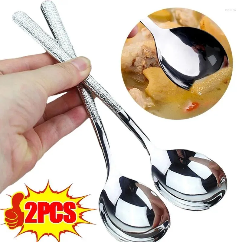 Spoons 1/2PCS Stainless Steel Thickening Spoon Home Long Handle Soup Pot Tablespoons Kitchen Tableware Cooking Utensils