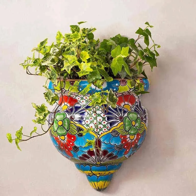 Pots Resin Flower Pot Handmade Statue FlatBacked Wall Planter Crafts Decor for Home Gardening Ornaments KI YQ231018