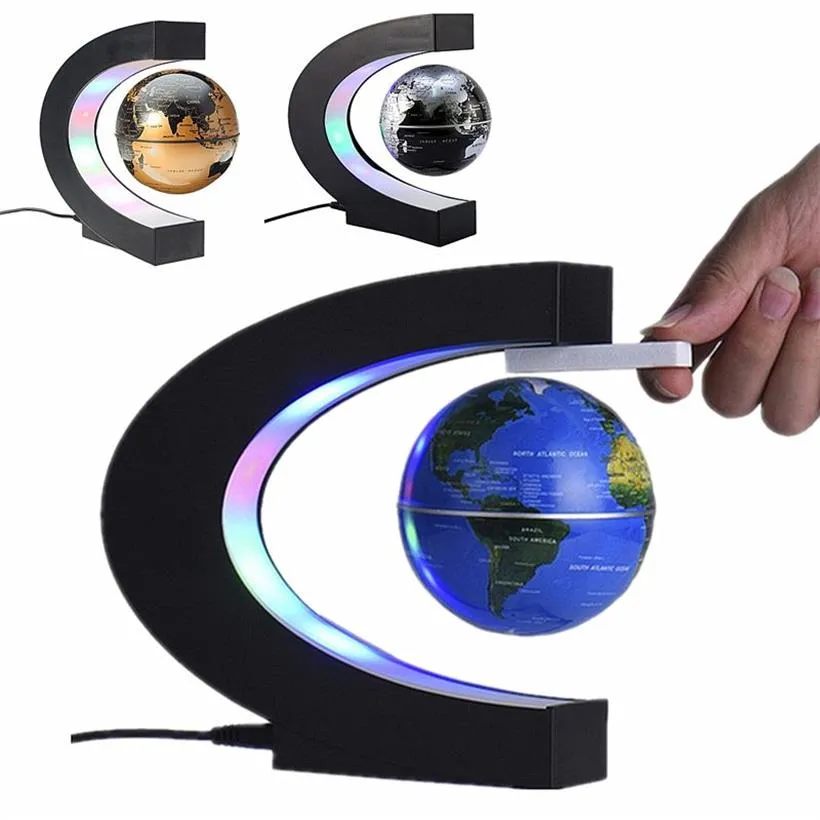 Светодиодная магнитная левитация Электронная плавающая глобус карта мира антигравитация светодиодного света.