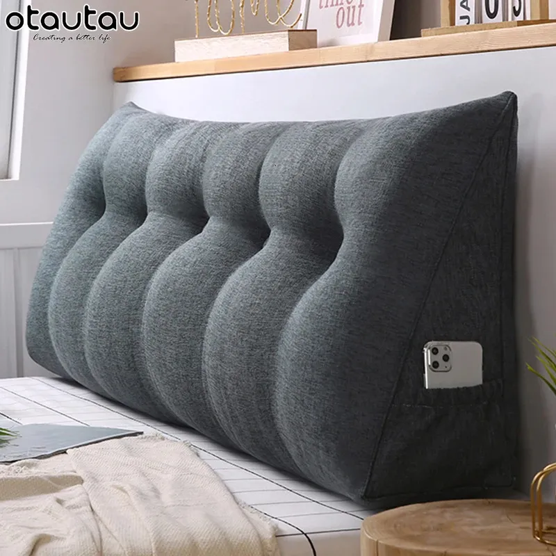 Otautau Coton de lit de lin en coton épais Coussin de lit Triangle avec la taille de la taille arrière du remplissage