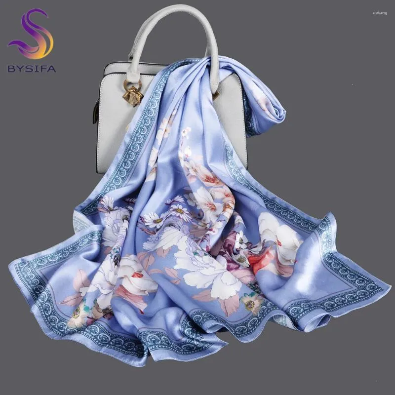 Шарфы Bysifa | Женские осенние зимние платки Bufanda Fashion Floral Style Brand Mulberry Silk Long Scarf Sectscarf 170 53 см.