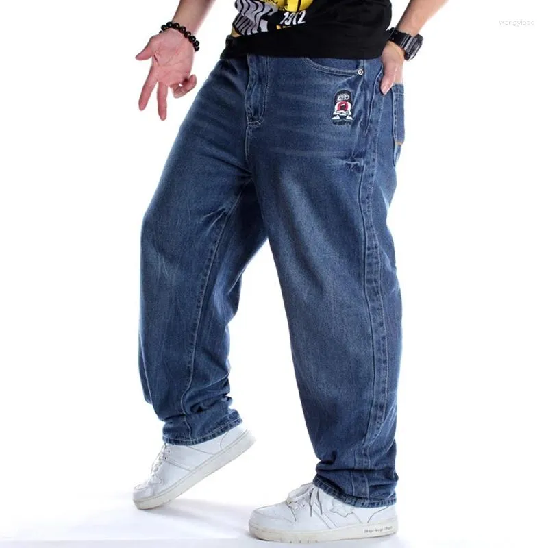 Jeans masculin automne plus taille Hip Hop décontractée 36-46 Fashion brodée Pocket lâche cardigan skateboard