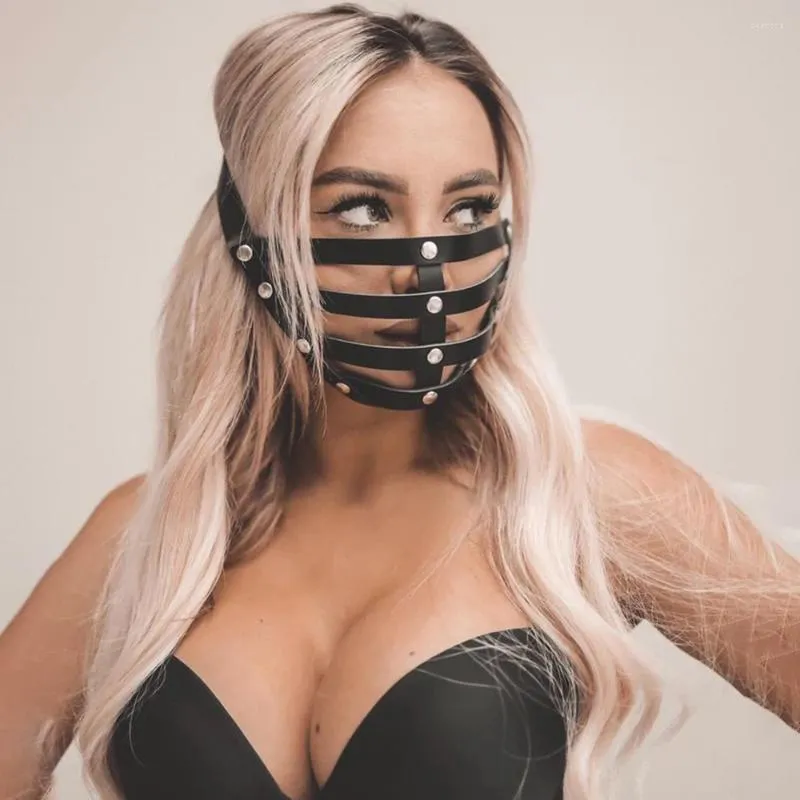 Zapasy imprezowe Pu skórzana maska ​​dla dorosłych gra Cospaly anime seksowna kostium dla kobiet maskaradę niewolnicze rekwizyty Halloween Festival strój Rave