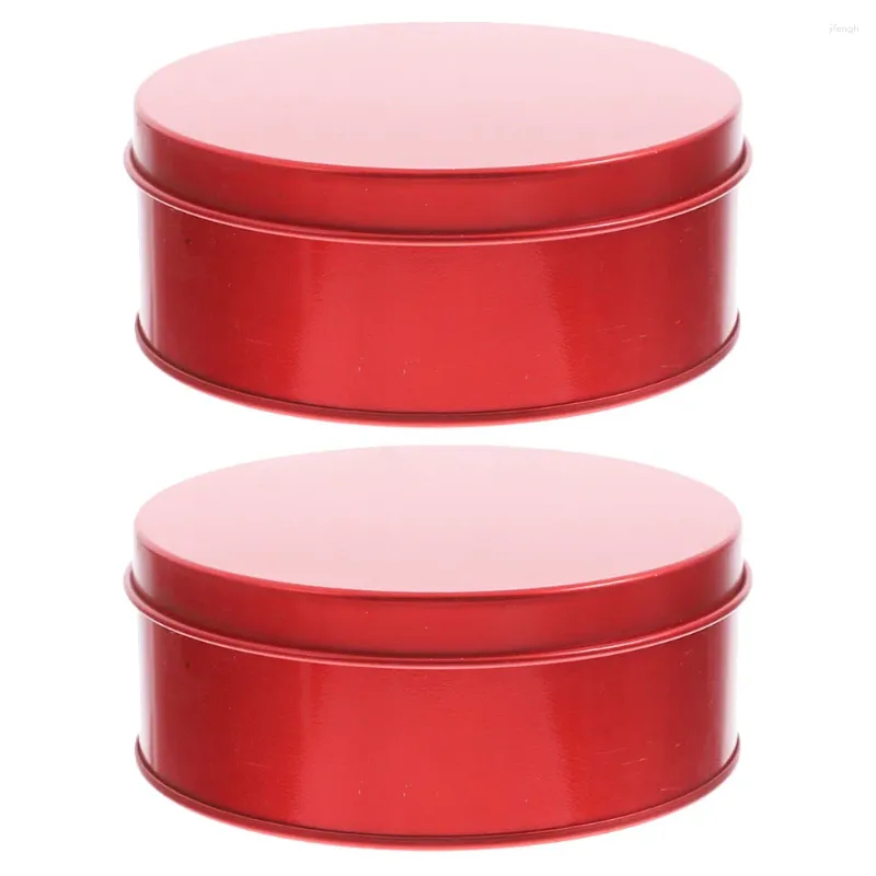 Storage Bottles 2 Pcs Wedding Decor Tinplate Box Sugar Canister Candy Jar 10cm Cookie Containers Small Tins With Lids Metal
