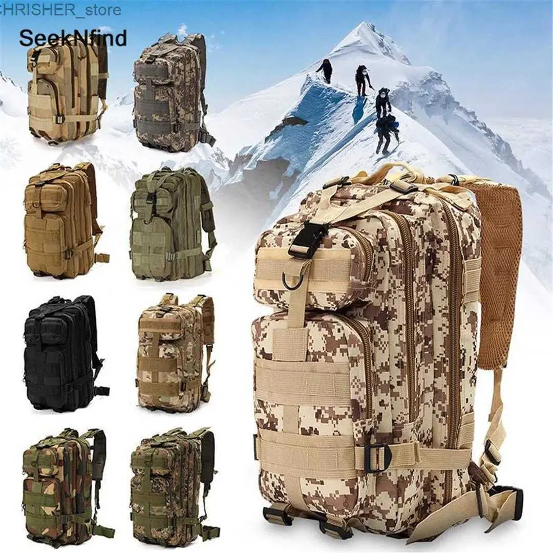 Outdoor Bags Men's 25L Backpack Sports Military Bags Outdoor Military Tactical Pocket Multifunctional Waterproof Hiking Camping BackpackL231222