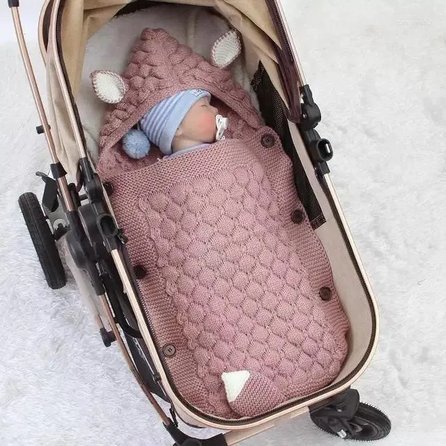 Battaniyeler kış kalın doğumlu uyku tulumu bebek sıcak bebek bezi bebek arabası uyku ayakları kundak sargı örgü zarf