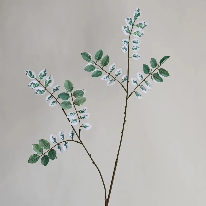 Fiori decorativi 28,7 "Foglie di gling artificiale in verde bianco colori speciali ramo di foglie finte matrimoni/casa/cucina/cucina/tavola