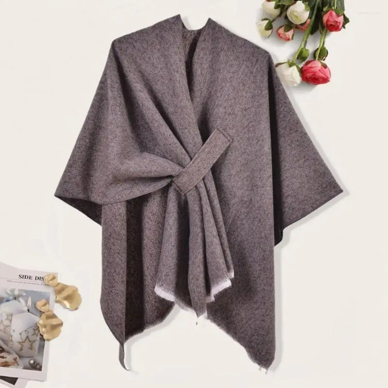 Halsdukar kvinnor cape dubbelsidig ren färg oregelbunden öppen främre fladdermus ärm överdimensionerad cardigan casual tjock varm sjal wrap poncho