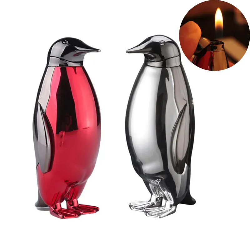 Lovely Mini Gas Lighter Creative Penguin Shaped Personality Lighters Butane Flame for Cigarette Home Decoration Collection BJ