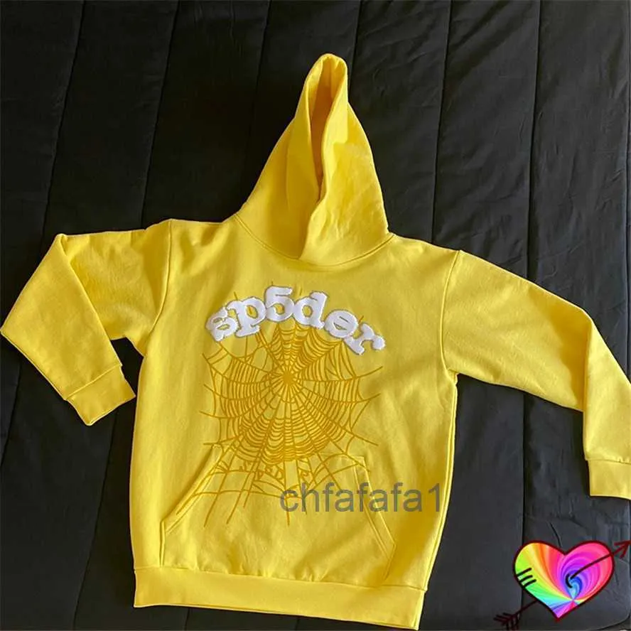 Męskie bluzy bluzy Hip Hop Yellow SP5DER 555555 MĘŻCZYZN MĘŻCZYZN KOBIETA BABEB DRIDKA MŁODY ZBIĘKI SPIDER ZAKWIETNE PULLOVERY LS2F Z5GU