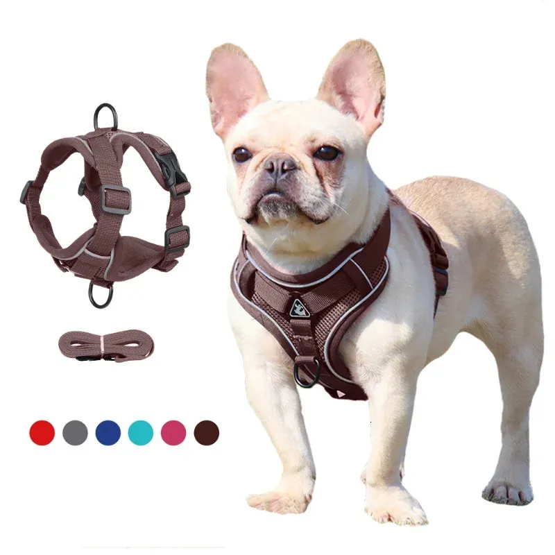 No Pull Pet Dog Harness valpkatt Säkerhetsväst Reflekterande med 1,5 m dragning i koppel för små medelstora hundar Chihuahua French Bulldog 231221