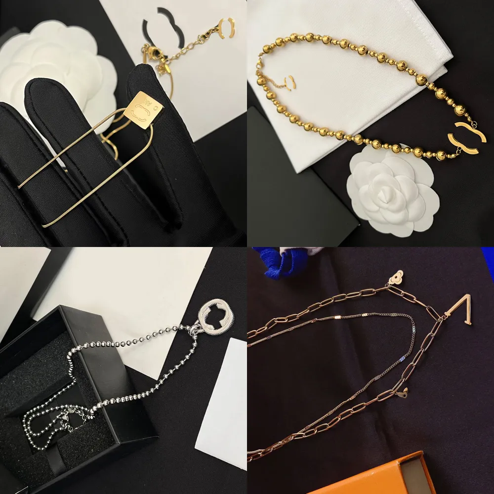 High Quality Copper Lock Designer Letter Pendant Brand Necklace Chain Women Gold Plated Stainless Steel Necklaces Diamond Choker Pendants Wedding Jewelry Gifts