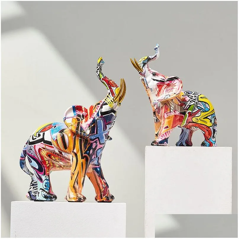 Obiekty dekoracyjne figurki artystyczne kolorf słonia żywica zwierzęcy statua nowoczesna ITI domowy salon wystrój biurka