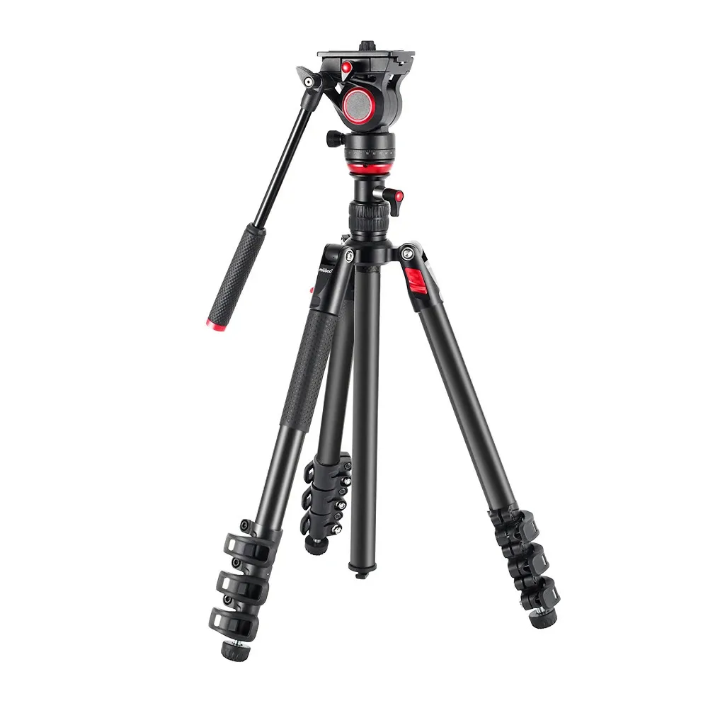 Miliboo Video Tripod ile MUF Düz Base Sıvı Video Kafası 11 lb Maks Teslim Sütun Kiti Alüminyum Karbon Fiber Bacaklar Flip Lock 231221