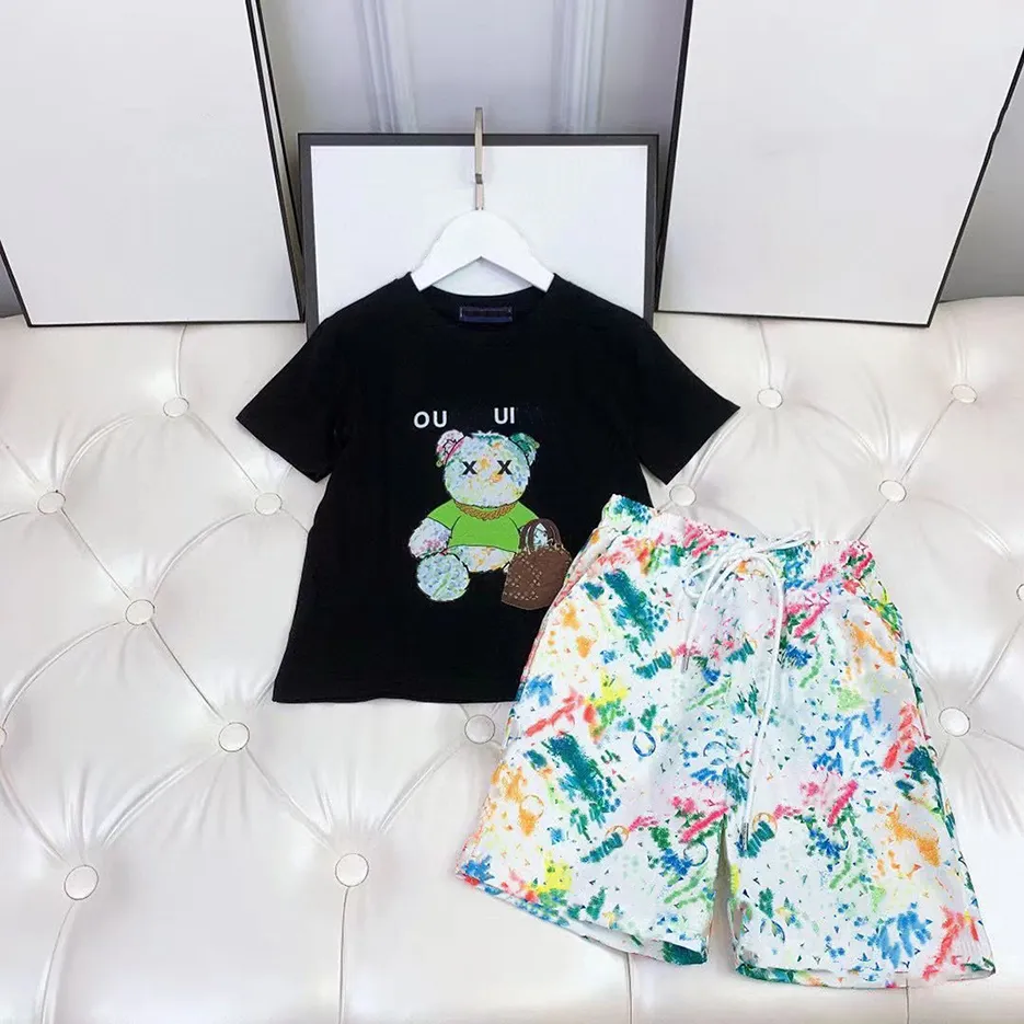Новейшие роскошные дизайнерские наборы одежды детская футболка для монограммы монограммы модельер-дизайнер Британский модный бренд летние детские сокровища и хлопок