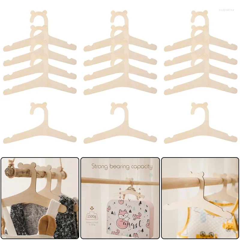 Cintres 10 / 5pcs en bois Baby Clothes Tops tops de lave-toile suspendus supports de poupées serviettes pour le décor de vêtements d'organisateur