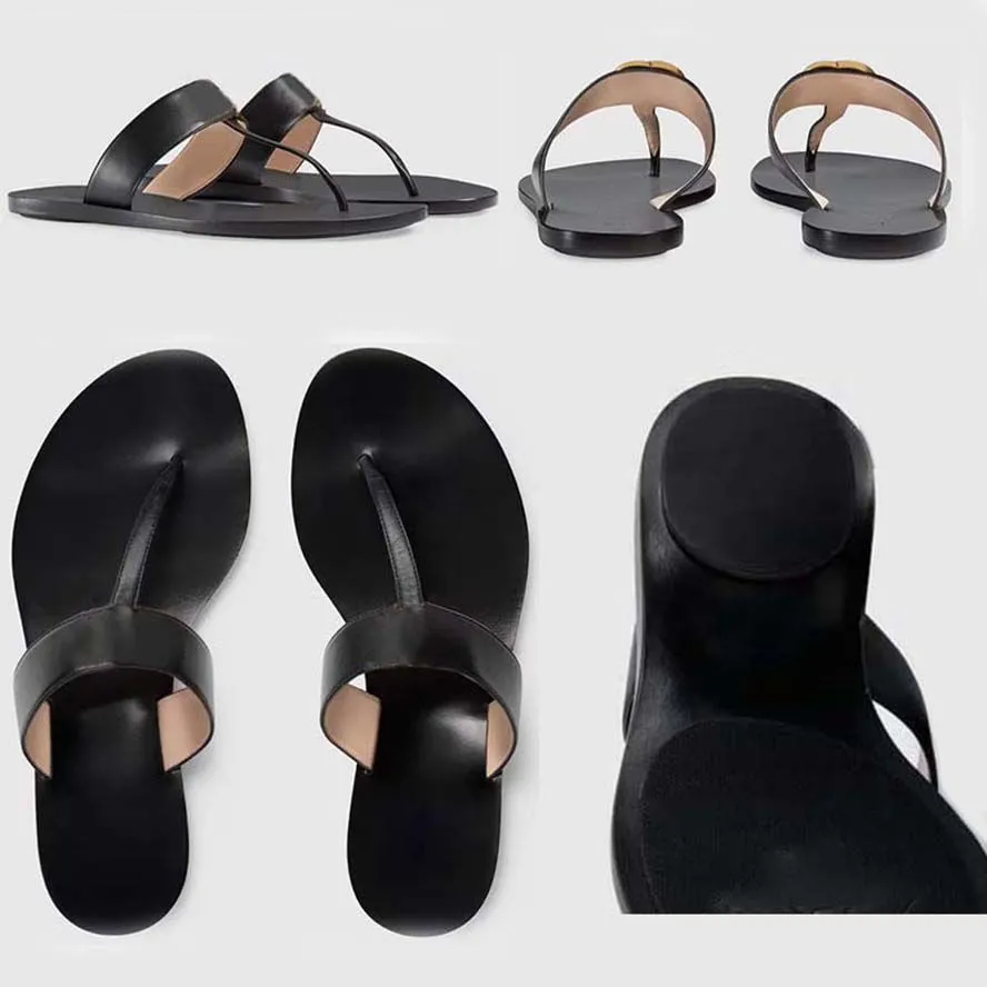 Stylish Womens Sandals High Quality Slip Ons med klassiska platt thong tofflor Design Finns i EU -storlekar 35 42
