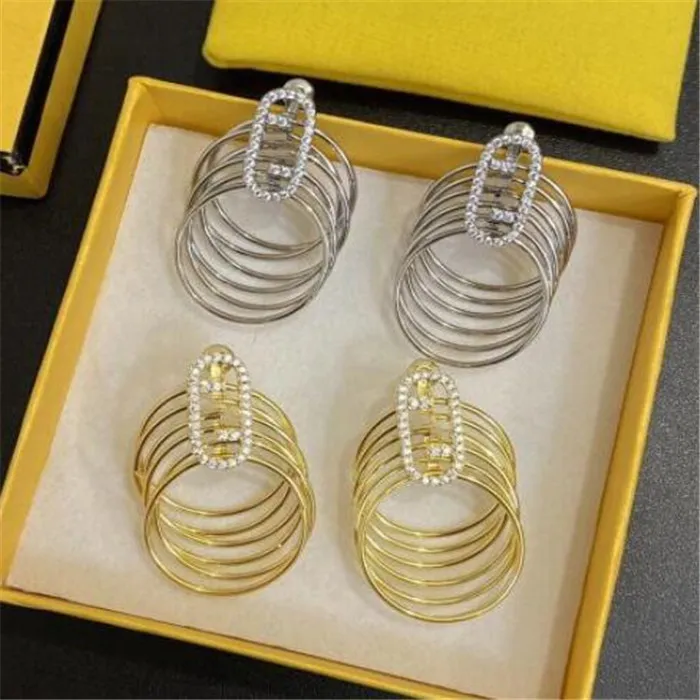 Designers boucles d'oreilles diamant boucles d'oreille de créateur de mode Cercle de mode Boutiques d'oreilles Femme Love Silver Gol