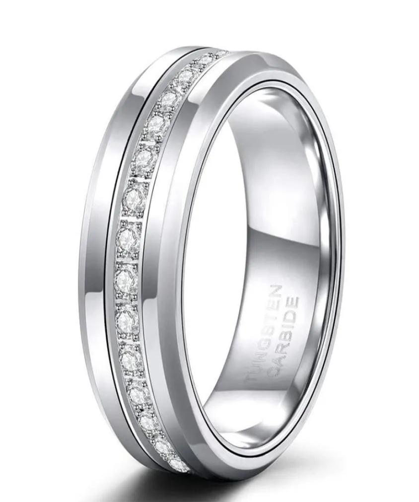 結婚指輪8mmメンズタングステンバンドキュービックジルコニアトレンディエターニングリングユニセックスインセックス高ポリッシュサイズ7136419339