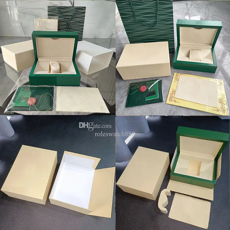 Rolexs let op mannenboxen Gevallen die geschikt zijn voor alle maten Explorer Bekijk AAA Box Gift Woody Case For Watches Day Date Boekje Kaart Tags Zwitserse horloges Mystery boxes