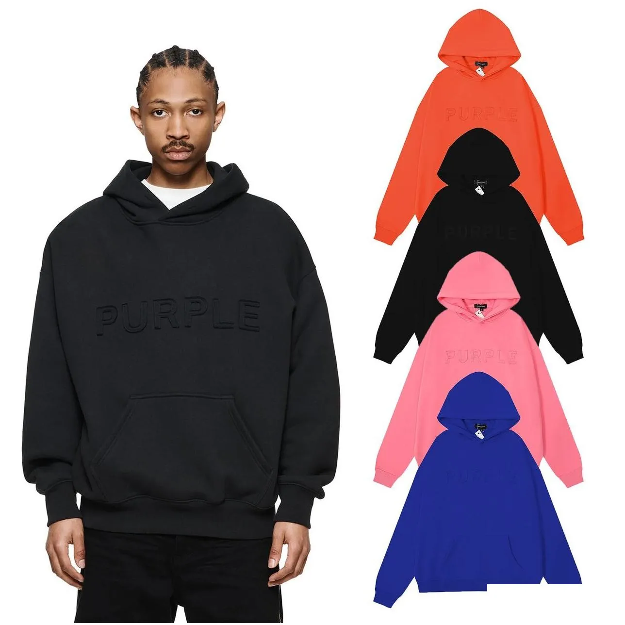 MenS Hoodies Sweatshirts Purple Designer Mens Hoodie Embroidered