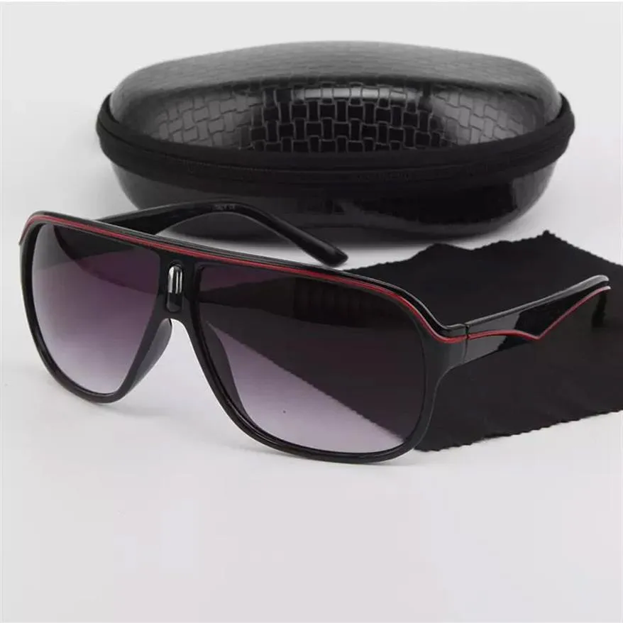 2022 okulary przeciwsłoneczne Mężczyźni z okularami pudełko Big Black Red Line Frame Vintage Retro Summer Outdoor Sport