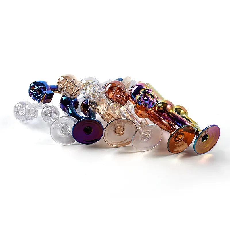 New Heady Glass Pipe Electroplate Smoking Pipes Skull Oil Burner Bubbler Colorful Tobacco Tools Free Type Portable Hand Pipes Mini Dab Rigs