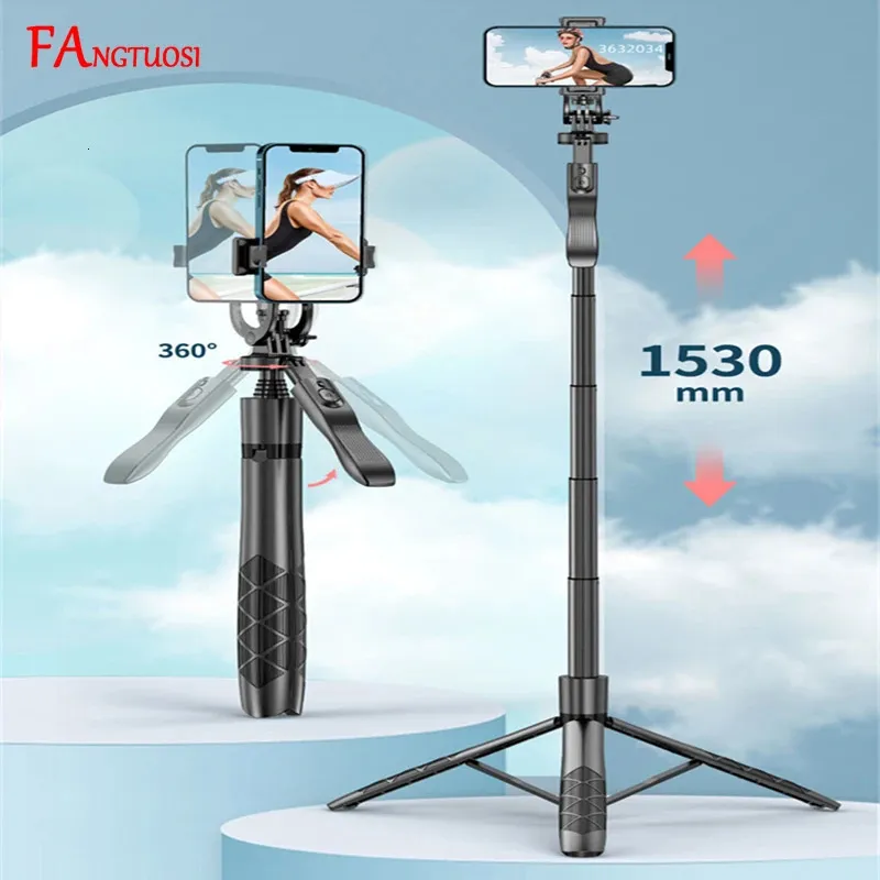 Fangtuosi Wireless Selfie Stick Trippiede Stand Monopode pieghevole con luce a LED per smartphone delle fotocamere d'azione GoPro Scatto di tiro dal vivo 231221