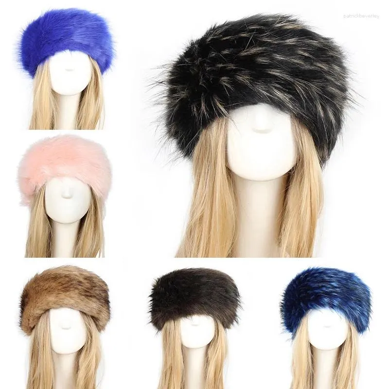Beralar Kadın Kış Sivil Kürk Şapka Sıcak Kabarık Kadın Kapak Bombacı Şapkaları Kızlar İçin Rus kulaklıklar Elastik Kayak