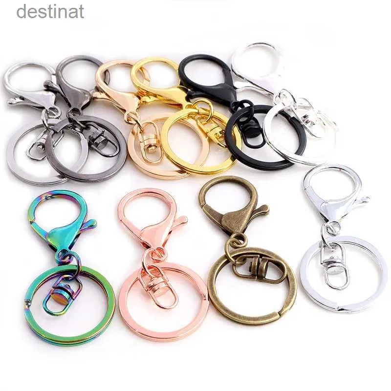 Schlüsselringe 5pcs/Lot 30mm Key Ring Lang 70 mm beliebtes klassisches 11 Farben Plattierte Hummerverschlussschlüsselhakenkettenschmuck für Keychainl231222