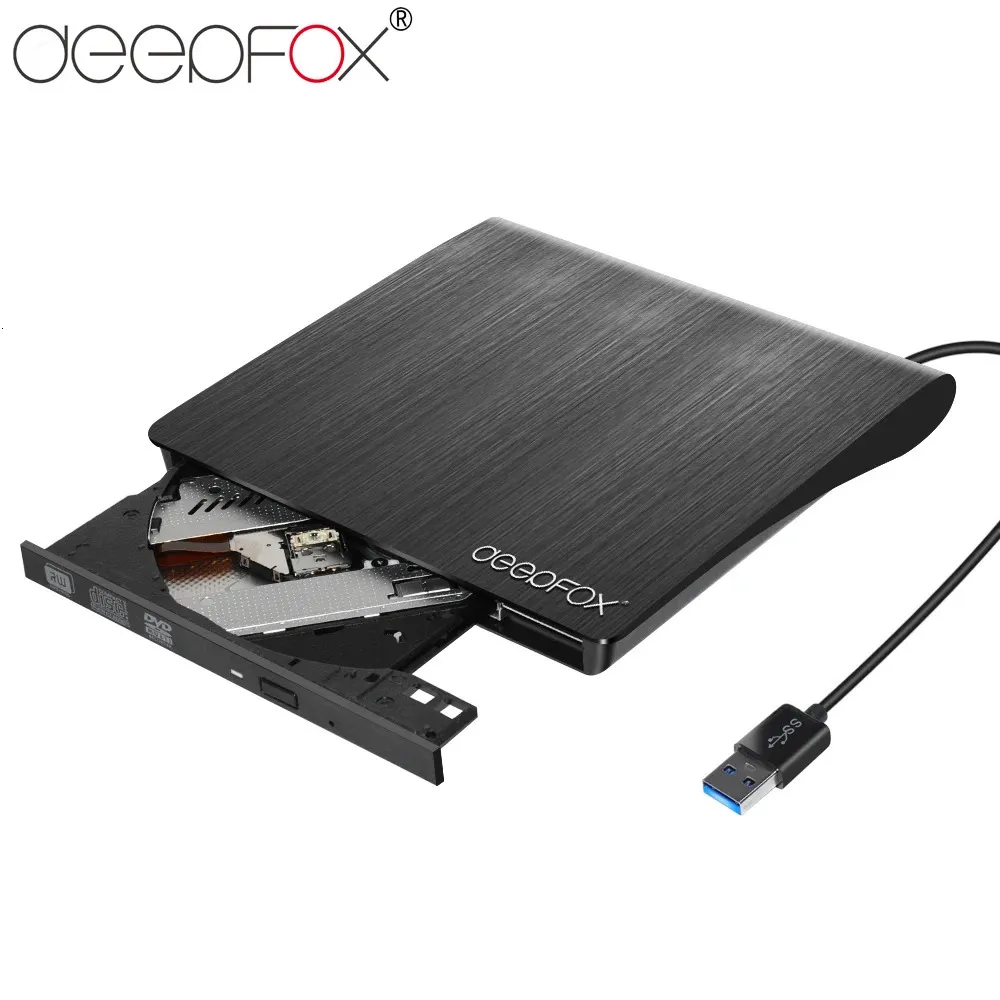 Deepfox Extern Drive USB 3.0 DVD-RW/CD-RW Recorder Optical Drive CD DVD ROM-författare för surfplattor PC 231221