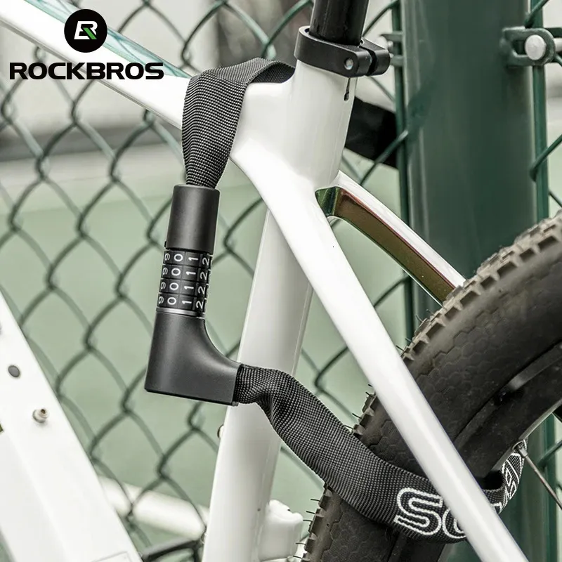Rockbros Bicycle Challe Lock Alliage zinc 4 chiffres verrouillage de code avec 2 touches Lock de chaîne anti-vol Renforce des accessoires de cyclisme de sécurité 231221