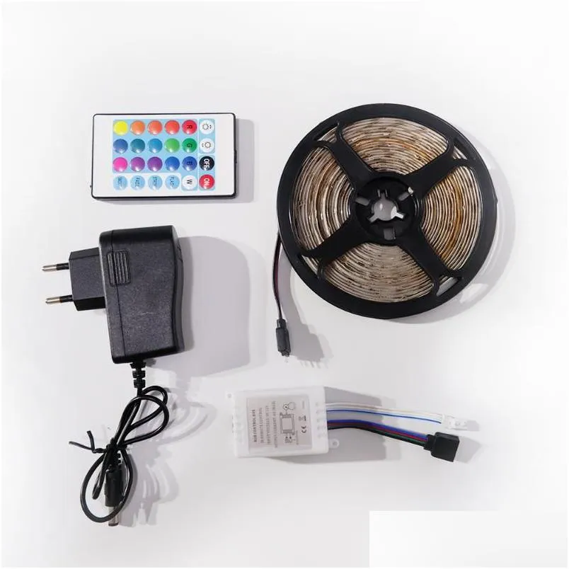 Светодиодные полоски полосатые светильники 33 -футовый gupup для спальни RGB Изменение цвета SMD 12 В с удаленным капель