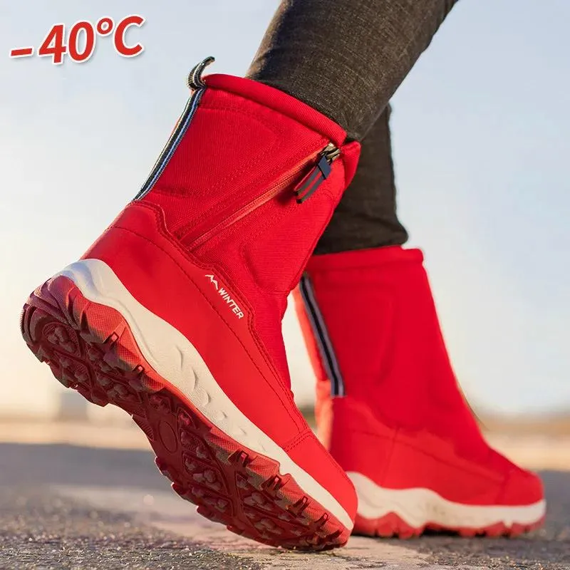 Buty kobiety snowboje damskie buty zimowe para buty śniegowe kostki płócienne pluszowe buty platforma zamka buty botas mujer