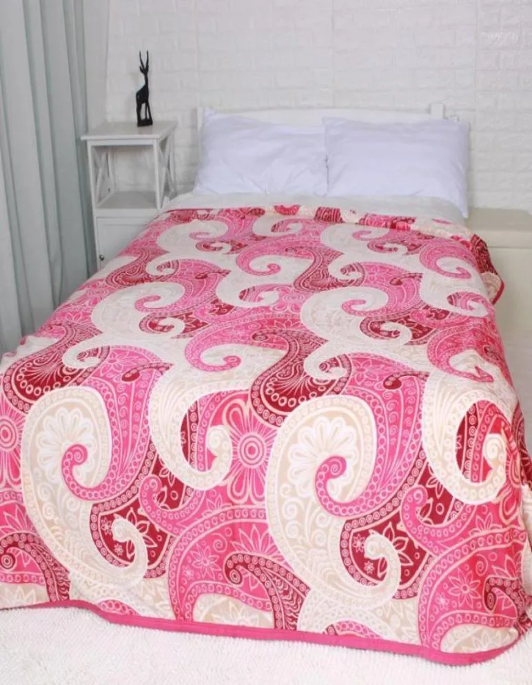 Цвет розового цвета павлин в форме цветочный фланель Красная кровать распределяет плоское листовое одеяло 3size17836376