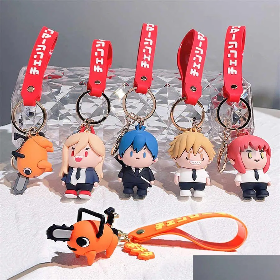 Cartoon Figures Cartoon PVC Chainsaw Man Chain Kawaii Accessoires Pochita Car Pendent Drop Livrot Toys Toys Cadeaux Figures d'action DHQ4C