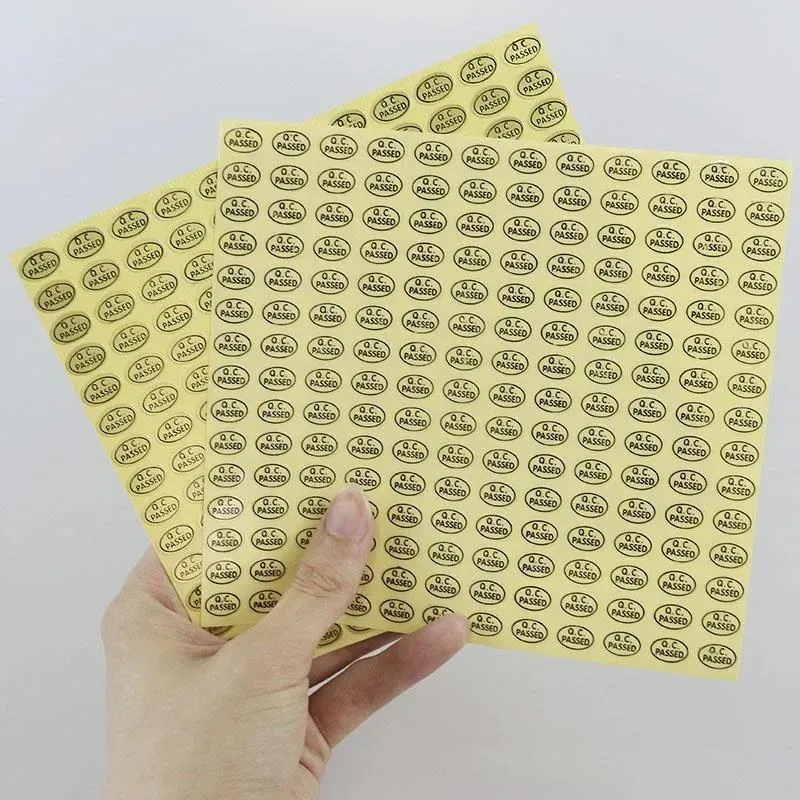 Wrap Gift Wrap 2700st/Lot Gold/Clear 9x13mm Oval Paper Garanti Etikett QC Adhesive Sticker Custom passerade klistermärken