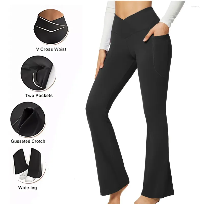 Active Pants Womens Flare Yoga Ribbed Bootcut Leggings High Waisted  Crossover Flares Bottom Workouts With Pockets From Chrosleny, $14.09