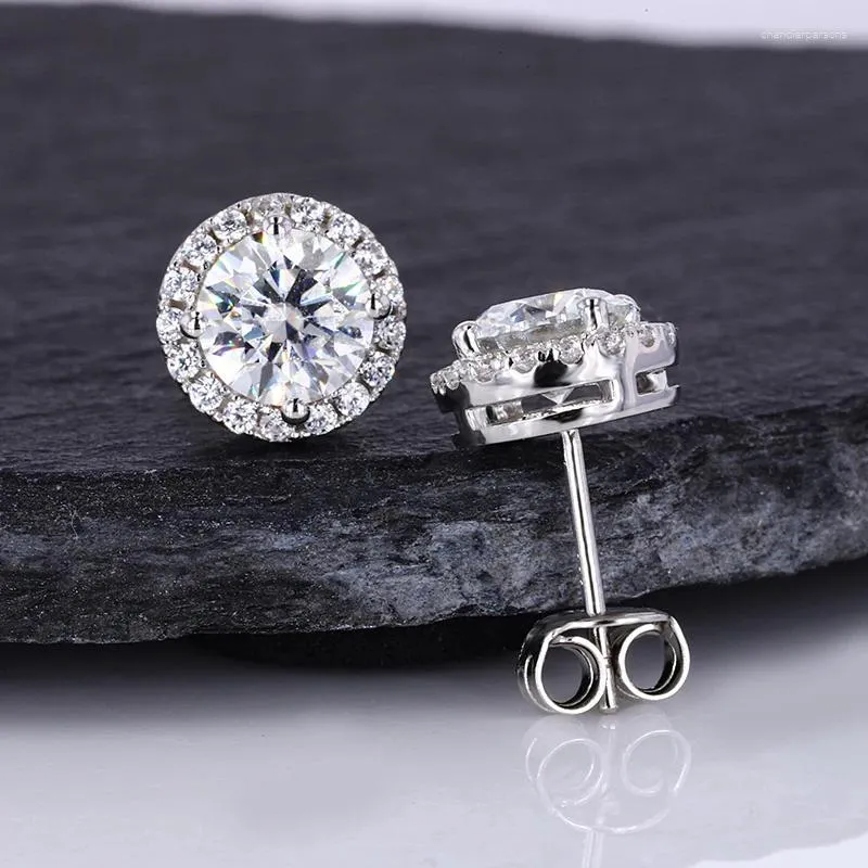 Boucles d'oreilles 925 Sterling Silver Moissanite Diamond 0,5-1CT pour les femmes Solide Brilliant Cut D VVS Solitaire Fine bijoux