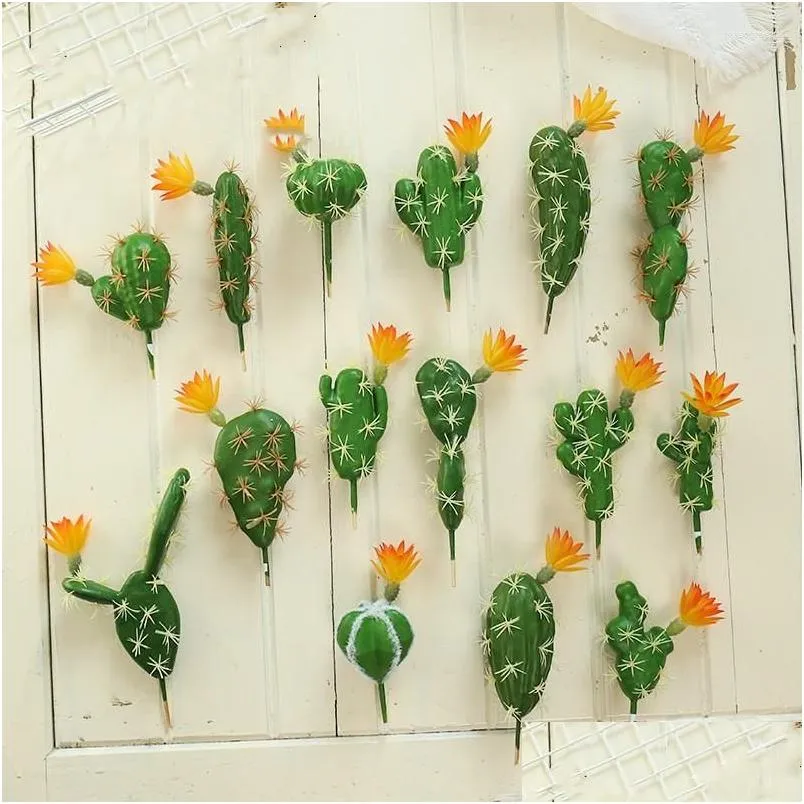 Decorative Flowers & Wreaths Decorative Flowers Artificial Plastic Cactus Succents Prickly Pear Potted Plant No Pot Eco-Friendly Simat Dhygf