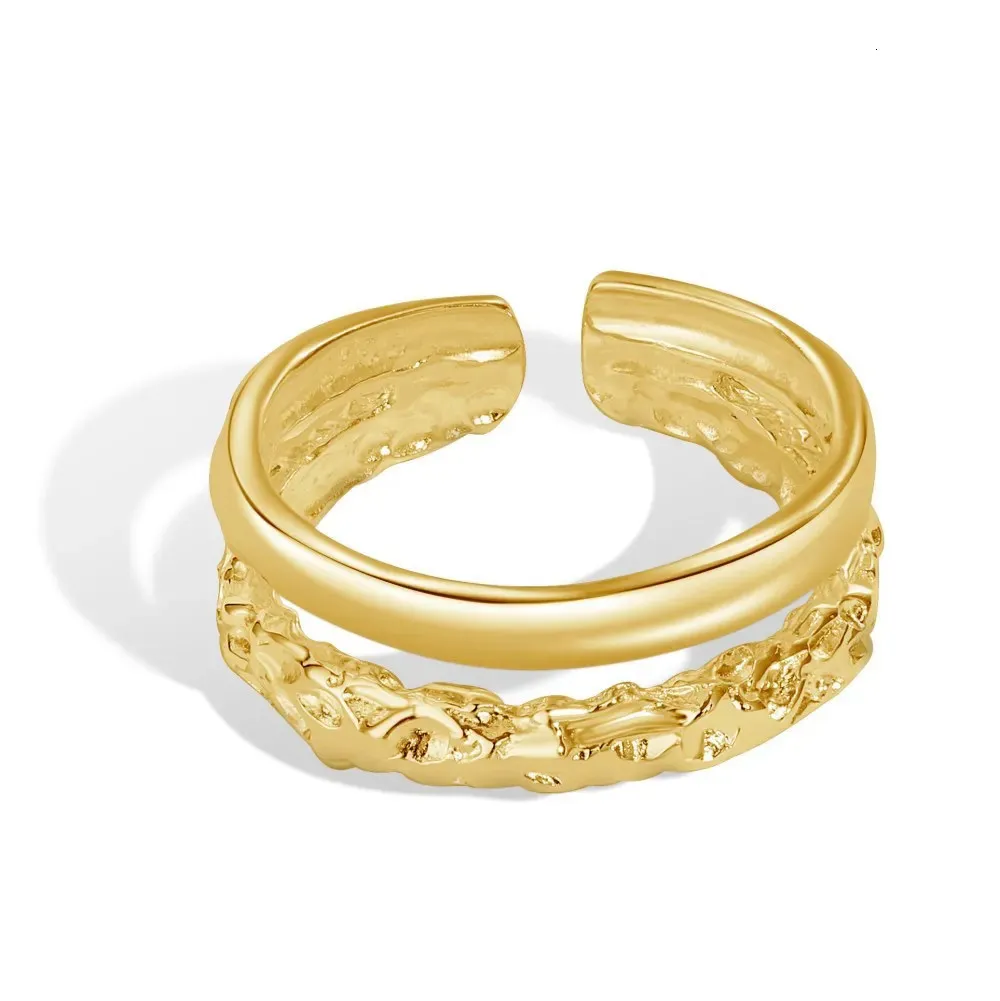 Обручальные кольца модное 925 серебряное нерегулярное двойное плиссированное женское кольцо с открытым кольцом и нишей дизайна простых кольца 231222