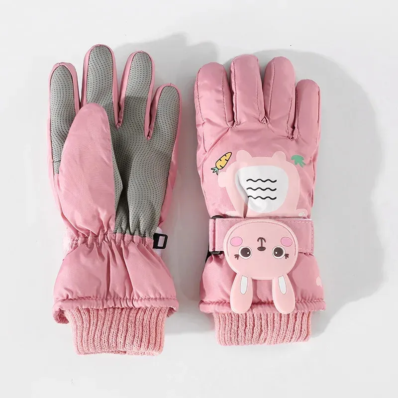 Cute Rabbit Children's Outdoor Gloves Winter Warm and Cold-proof Kids Gloves Skiing and Cycling Windproof and Waterproof Gloves 231222