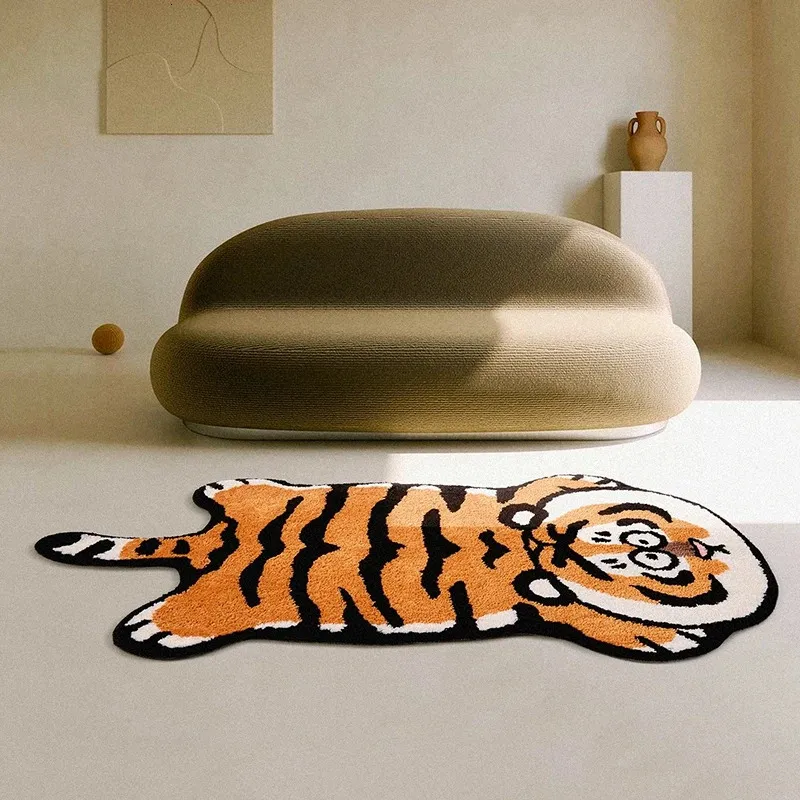 Karikatür Tiger Halı Kıdamlı Başucu Halı Emici Banyo Mat Hayvanları Çocuklar İçin Halılar Odası Dekoru Tavuklu Halılar 231222