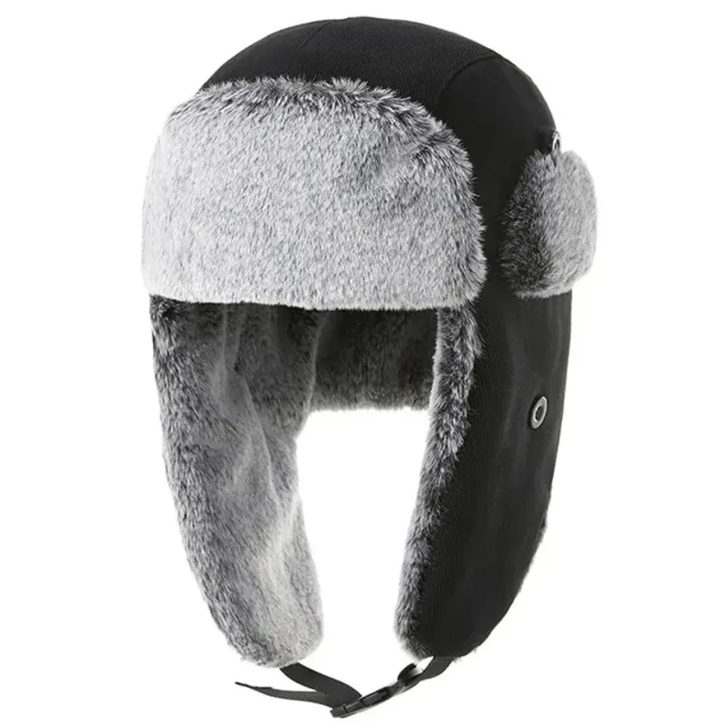 Mężczyźni Winter Trapper Trooper Earflap ciepłe rosyjskie czapkę narciarską tato bombowca ciepłe ochrona ucha Kobieta Faux Fur Baseball Hats 231221