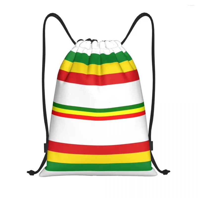 Bolsas de compras Bolsa personalizada Rasta Stripe Drawstring Men Women Mulheres Backpack de Armazenamento de Ginásio Esportivos Jamaicanos