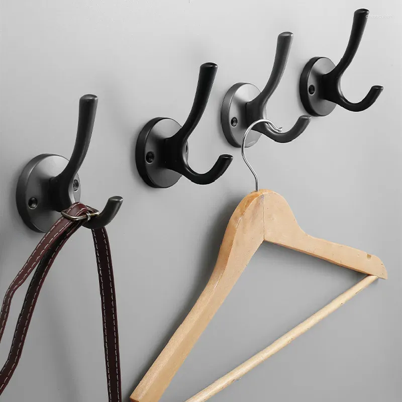 Hooks Double Hook Black Towel Metal For Bathroom Livingroom Kitchen Clothes Robe Coat Hanging Hardware Accessories