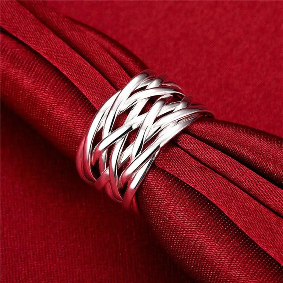 Network popular European and American fashion mesh with 925 Silver plate Ring DSSR022 can mix order 10 pieces a lot239E