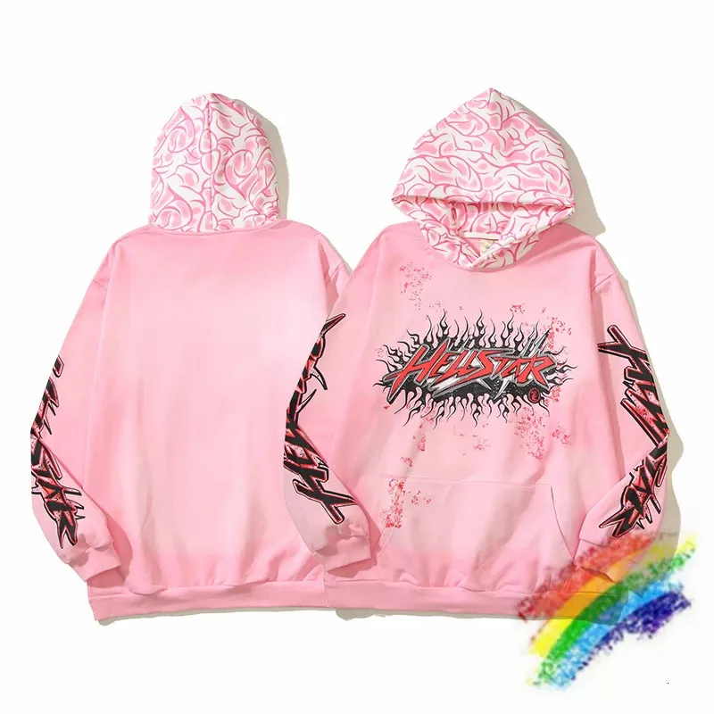 2023FW Hellstar Studios Pink Hoodie Men Men Bluzy Bluzy Hoods Star Pullovers 231221